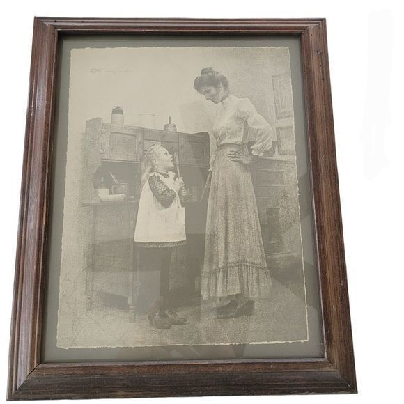 R. HENDRICKSON signed set of 2 prints COOKING WITH MAMMA wooden vintage 17 by 14 - Picture 1 of 5
